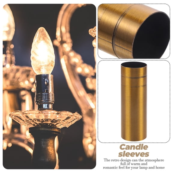 FENGGUIQU 6-Pack Iron Candle Covers for Chandelier Lamp Base Sleeves, Decorative Lighting Accessories