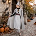 thumbnail image 4 of Adult Women's Witch Costume Sets Magic Wizard Sorceress Grey Cloak Tunic Outfit Set with Witch Hat Halloween Fancy Dress Party Cosplay Costumes, 4 of 7
