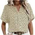 thumbnail image 1 of Birdeem Blouses pour Femmes Col en V Imprimé Manches Courtes Haut Décontracté Col en V, 1 of 12