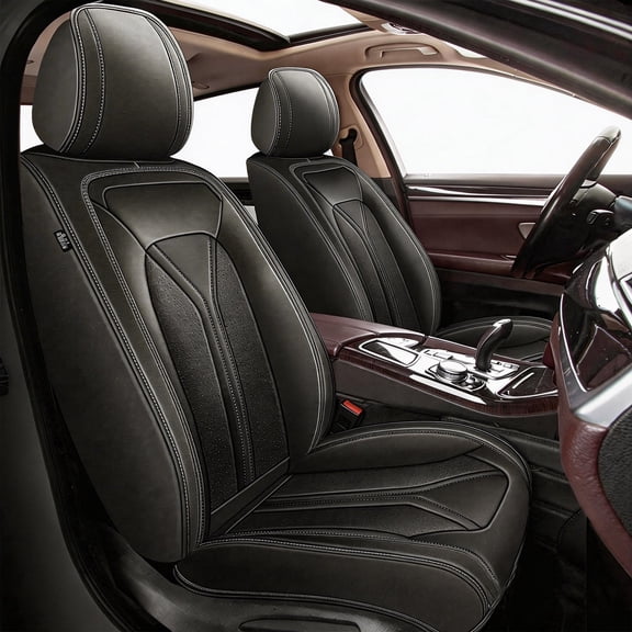 LAONNVIR Car Seat Covers,Premium Leather Front and Rear Split Bench Cover,Car Seat Protector,Breathable Auto Accessories Universal Fit for Most Cars,SUVs and Trucks(black,FullSet)
