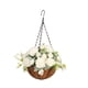 thumbnail image 2 of Cesta colgante de flores artificiales, maceta con cadena para exteriores blanco, 2 of 9