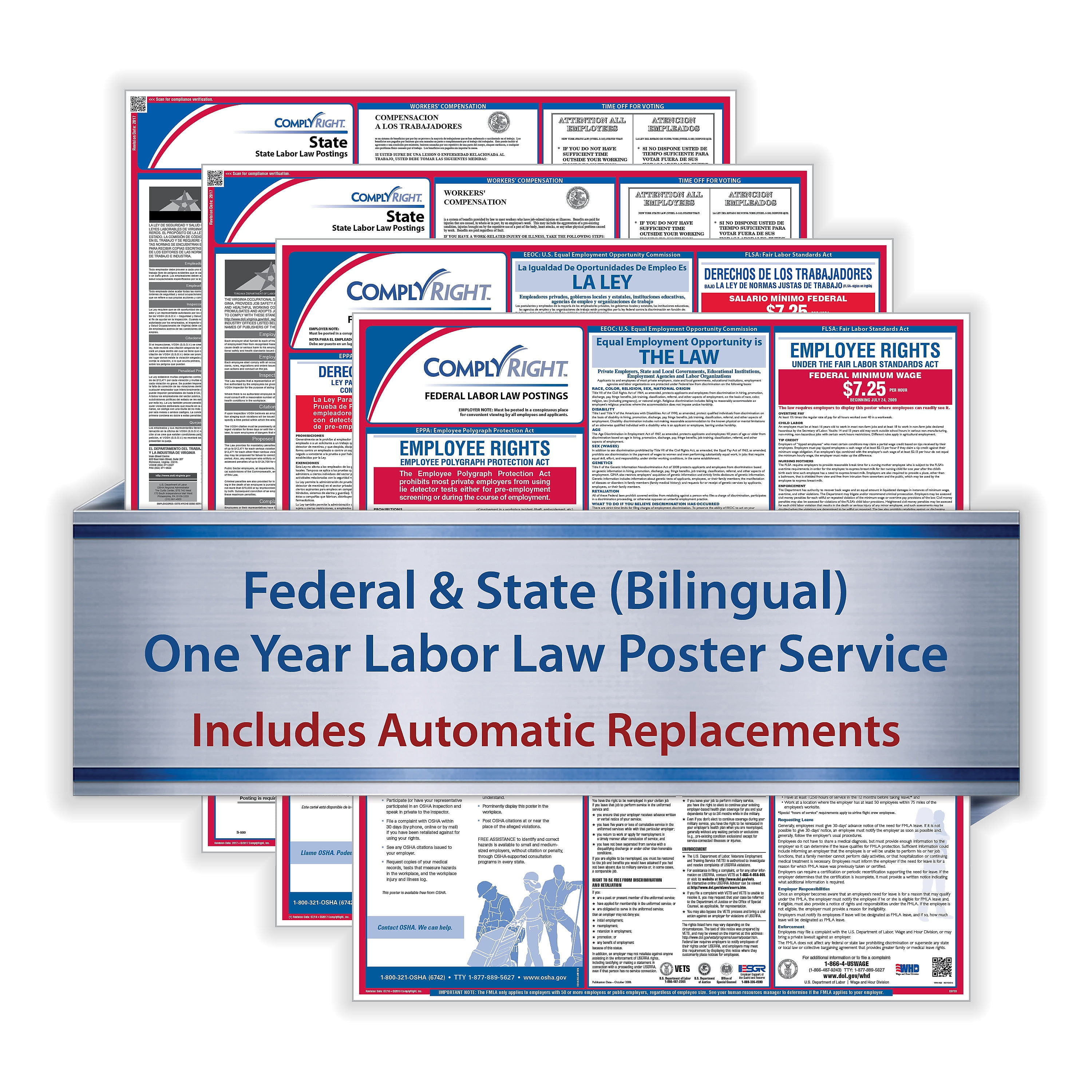 U1200CBOFL Florida Bilingual Federal and English State ComplyRight 1 Year Poster Service 
