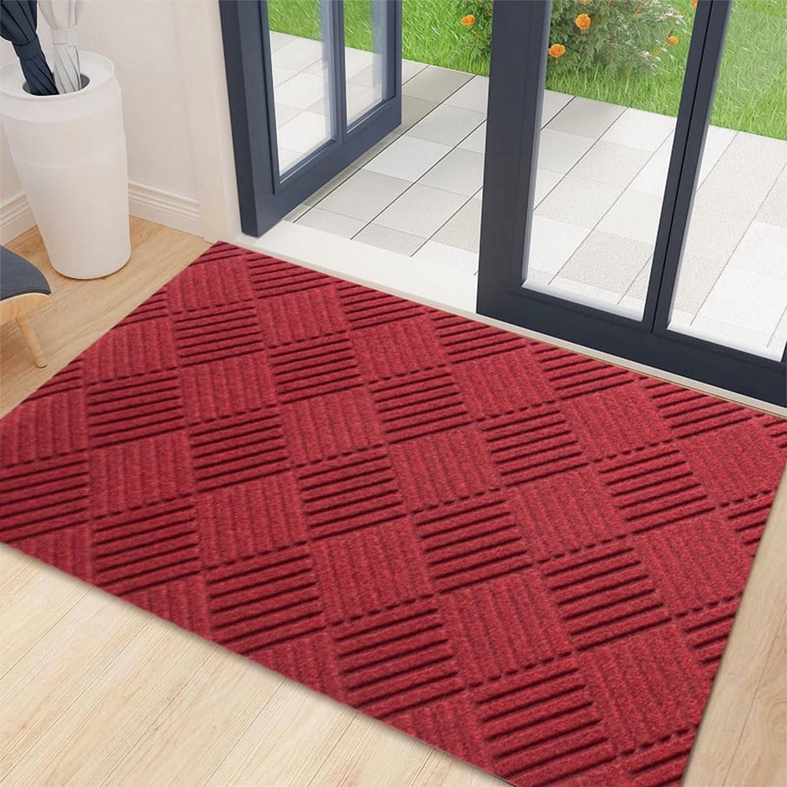Fas Home Runner Rugs 1FTX14FT Indoor Outdoor Hallway Runner with Rubber Backing Non-Slip Carpet Washable Area Rugs Custom Sizes for Entryway Kitchen Laundry Room Balcony Patio Red