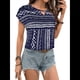 thumbnail image 1 of Blusas de Verano de Corta para Mujer, Blusas Elegantes e Informales para Mujer, Azul Marino, Talla M, 1 of 9