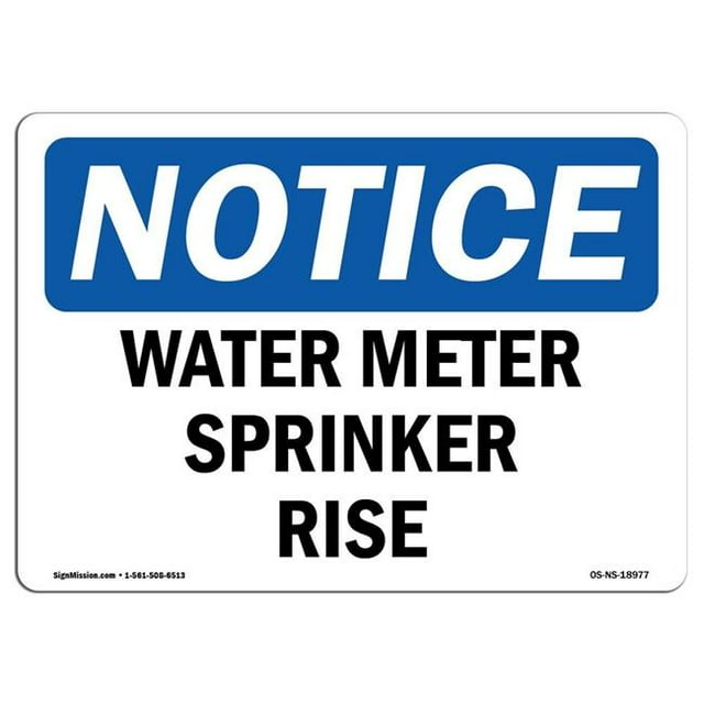 SignMission OS-NS-A-1824-L-18977 18 x 24 Po Panneau d'Avertissement OSHA - Compteur d'Eau Sprinkler Riser