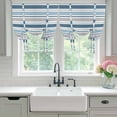 thumbnail image 4 of Blue Grey Striped Tie Up Curtains for Windows, Balloon Window Shades, Farmhouse Stripes Modern Abstract Art Kitchen Window Treatments Roll Up Curtain for Basement/Nursery 52"x45", 4 of 8