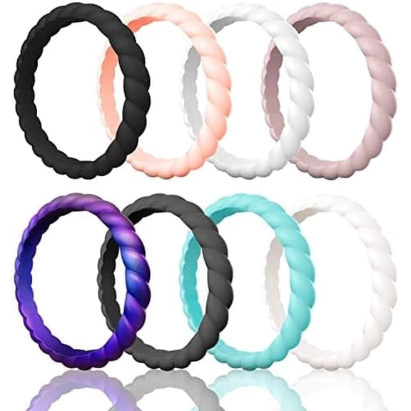 Women's Bridal Rings Sets, Thin and Stackable Rubber Rings Women Wedding Bands - 2.5mm Width - 1.8mm Thick