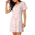 thumbnail image 2 of Kdxio Flower Rabbit Pattern Womens Short Sleeve Sleepshirt Scoopneck Cute Nightdress Ruffle Comfy Nightgown, 2 of 6