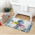 thumbnail image 3 of Rustic Farmhouse Bath Mat, Farm Blove Daisy Floral Flowers Butterfly Country Wooden Bath Rug for Bathroom, Grey White Bath Mat Soft Non Slip Bath Rugs, 17X29IN, 3 of 6