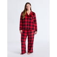 thumbnail image 2 of Joyspun Women’s Stretch Velour Notch Collar Long Sleeve Pajama Set, Sizes XS to 4X, 2 of 5