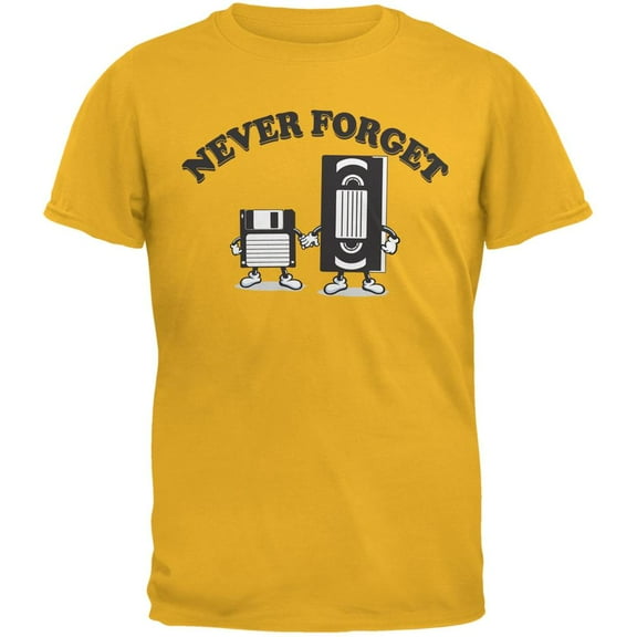 Never Forget VHS Floppy Disk Gold Adult T-Shirt - 2X-Large