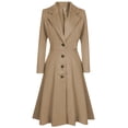 thumbnail image 2 of Womens Winter Lapel Button Long Trench Coat Jacket Ladies Overcoat Outwear, 2 of 8
