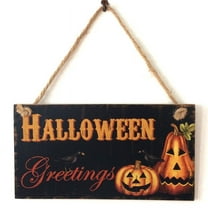 Nrmvnmi Happy Halloween, 5 inch by 11 inch Hanging Halloween Signs, Wall Art, Decorative Wood Sign, Halloween Decor