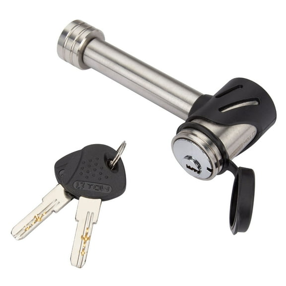 TowSmart Locking Hitch Pin, 1/2in and 5/8in Pin, Stainless Steel, 7276, 2.75in Span, Includes 2 Keys