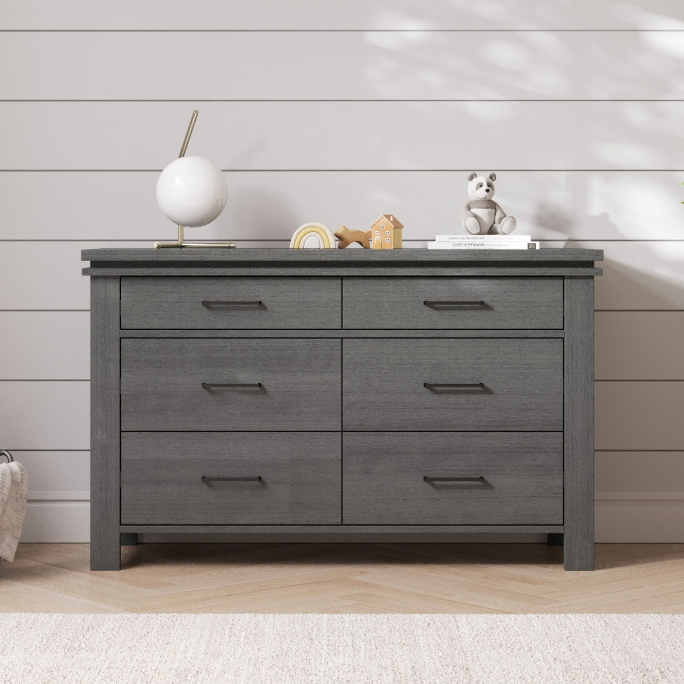 Child Craft Denman Crib, Dresser & Chest Nursery Set, 4-in-1 Convertible Crib, Midnight Gray, 3-Piece