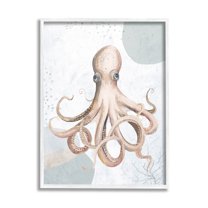 Stupell Industries Aquatic Octopus Sea Life Graphic Art White Framed Art Print Wall Art, Design by Patricia Pinto