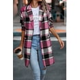 thumbnail image 5 of PRETTYGARDEN Women Plaid Shacket Jacket Trendy Fall Casual Button Wool Blend Tartan Trench Coat Winter Clothing with Pockets, 5 of 10