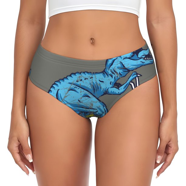 Fotbe Fun Riding Dinosaur Calzones Estampados para Mujer – Ropa Interior de Algodón, Cómoda, Suave y Elástica-4X-Large