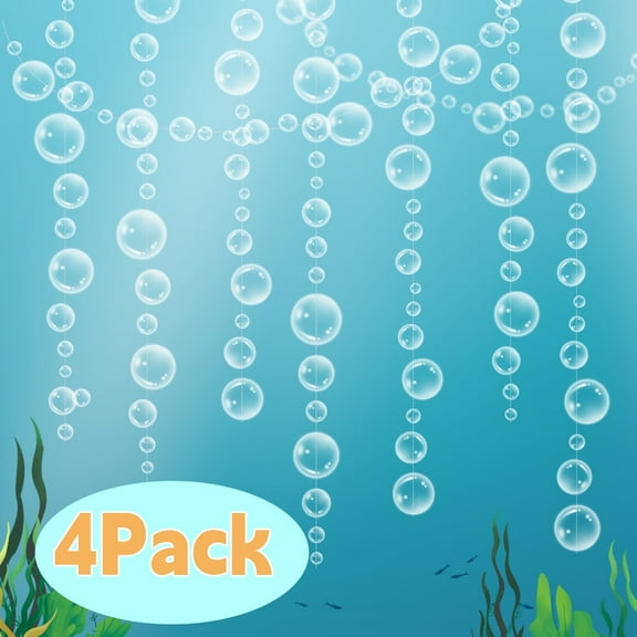 Under the Sea Bubble Garland - Mermaid Party Decorations, 2D Flat Cutouts, Hanging Streamer for Birthday, Baptism, Wedding,Pool Party Decor (White, 26.24ft)