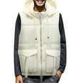 thumbnail image 4 of Durtebeua Men's Outdoor Winter Vest Outerwear Padded Puffer Sleeveless Vest Z03-White,2XL, 4 of 6
