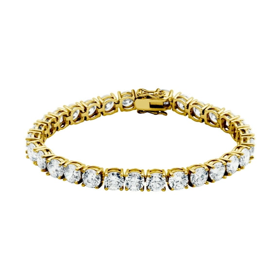 Forever Facets 6mm Cubic Zirconia Tennis Bracelet in 18k Yellow Gold over Sterling Silver, Adult Female