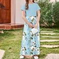 thumbnail image 5 of OGLCCG Girls Dress Short Sleeve Casual Holiday Modest Long Maxi Dress with Pockets Floral Printed Summer T-Shirt Dress for 4-14 Years, 5 of 6