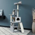 thumbnail image 5 of [US IN STOCK] 51 Inches Cat Tree Wooden Cat Tower Featuring 2 Super Large Condo, Fully Scratching Posts, and Removable Soft Perches for Indoor Cats and Kittens, 5 of 8