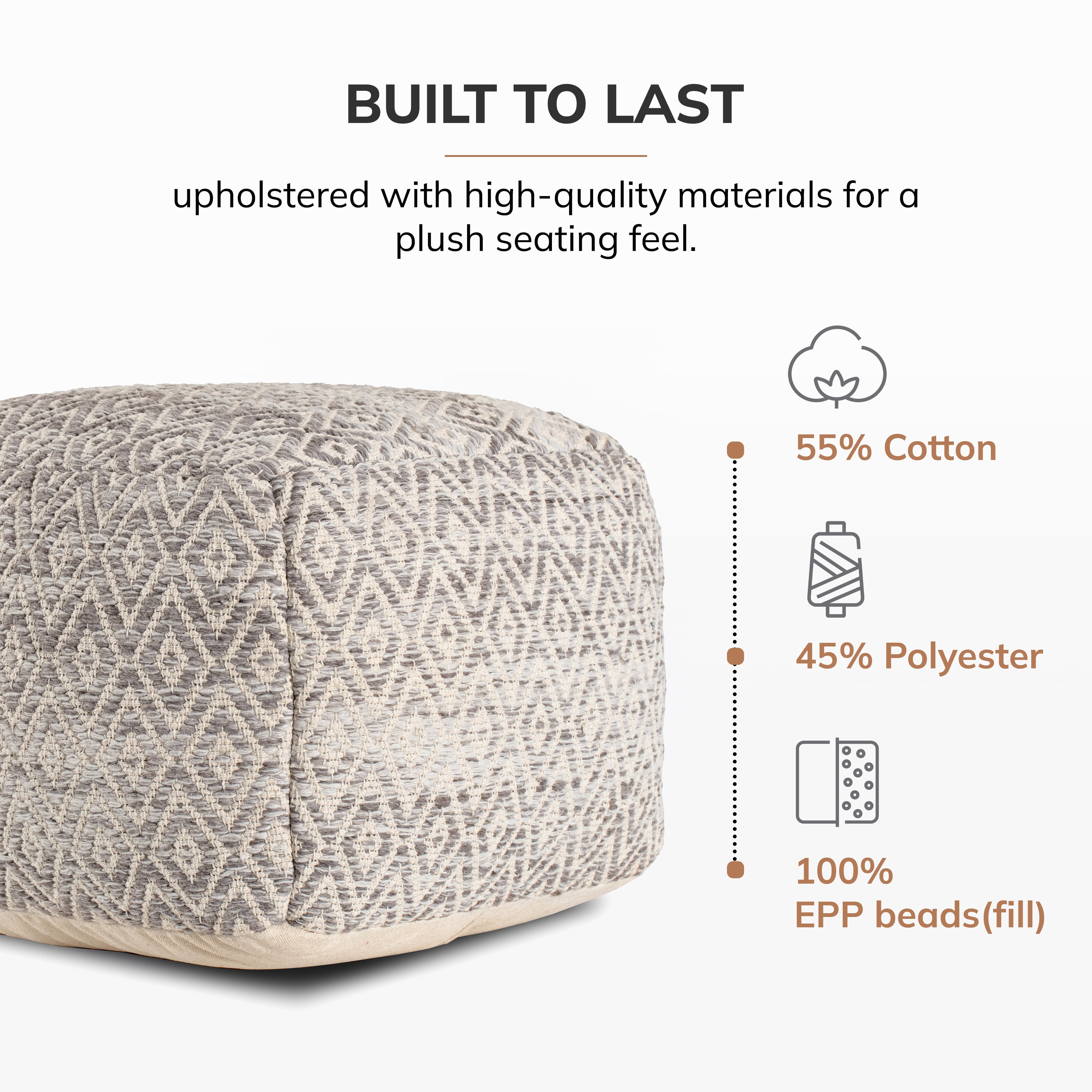 Anji Mountain Cube Geometric Woven Pouf