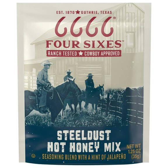 Four Sixes Steeldust Hot Honey Mix, Texas Style with a Hint of Jalapeno, 1.25 oz Packet