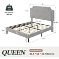 thumbnail image 4 of Amolife Queen Bed Frame, Upholstered Platform Bed with Streamlined Adjustable Headboard, No Box Spring Required, Grey, Chenille Fabric, 4 of 12