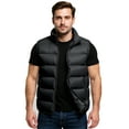 thumbnail image 2 of Dresfit Puffer Vest Mens Cotton Zip Up Lightweight Jacket Sleeveless Loose Fit Plus Size Autumn Outerwear Solid Color Quilted Coat with Pockets Black 3XL, 2 of 4
