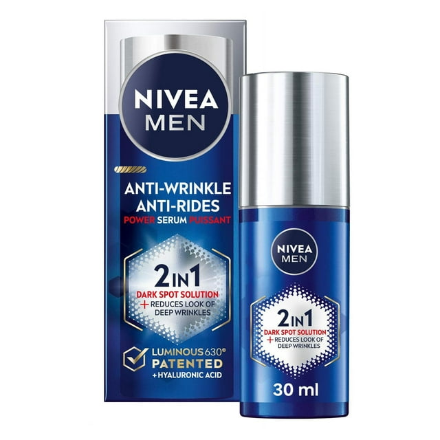 NIVEA MEN Anti Wrinkle 2-In-1 Power Serum, Dark Spot Solution Face Serum for All Skin Types