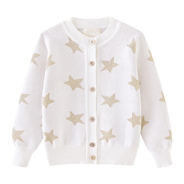 Mode Enfant 2-12 Ans Pentagramme Bouton Col Rond Chandail Cardigan Manches Longues à Capuche Veste Décontractée/veste