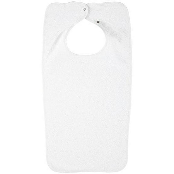 Pack of 2 White Washable Adult Bib-Terry Cloth with Snap Closure (White)