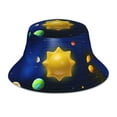 thumbnail image 1 of Lukts Solar System Print Double-Side-Wear Reversible Reflective Bucket Hat Travel Beach Hat, 1 of 6