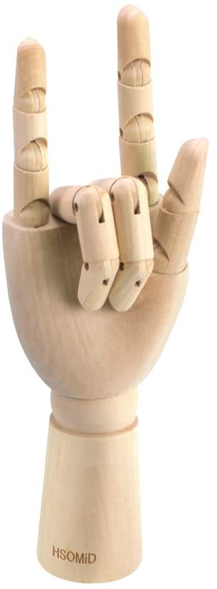 Flexible Wooden Hand Model Moveable Wooden Artists Manikin Hand Figure 10 Inches Right Hand Model for Sketching Drawing Painting Home Office Desk Decoration(10 Inch Right Hand)