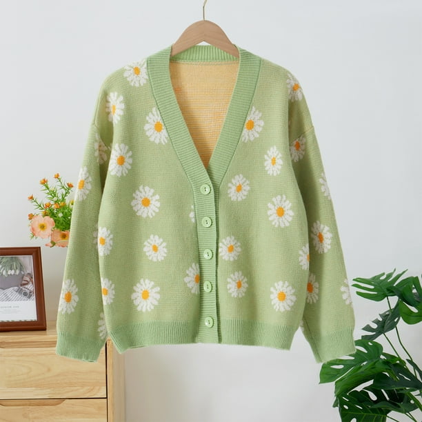 Floral print shop cardigan sweaters