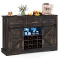 thumbnail image 1 of Gymax Wine Bar Cabinet w/LED Lights  Doors Coffee Station w/ Adjustable Shelves Racks Black, 1 of 10