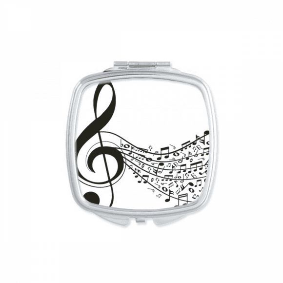 Flappg Music Notes Treble Clef Mirror Square Portable Hand Pocket Makeup