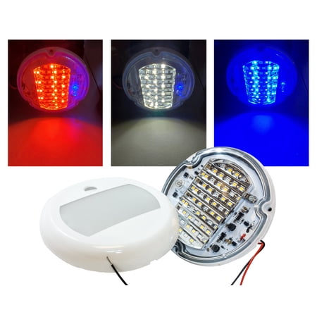 5" Round Red White Blue LED Color Changing Dome Light Touch Sensor Switch Lighting Fixture Interior Exterior 12 - 24 volts