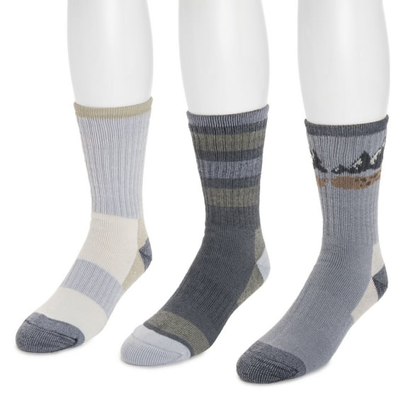 MUK LUKS Men's Crew Hike Heat Retainer Socks (3 Pack)