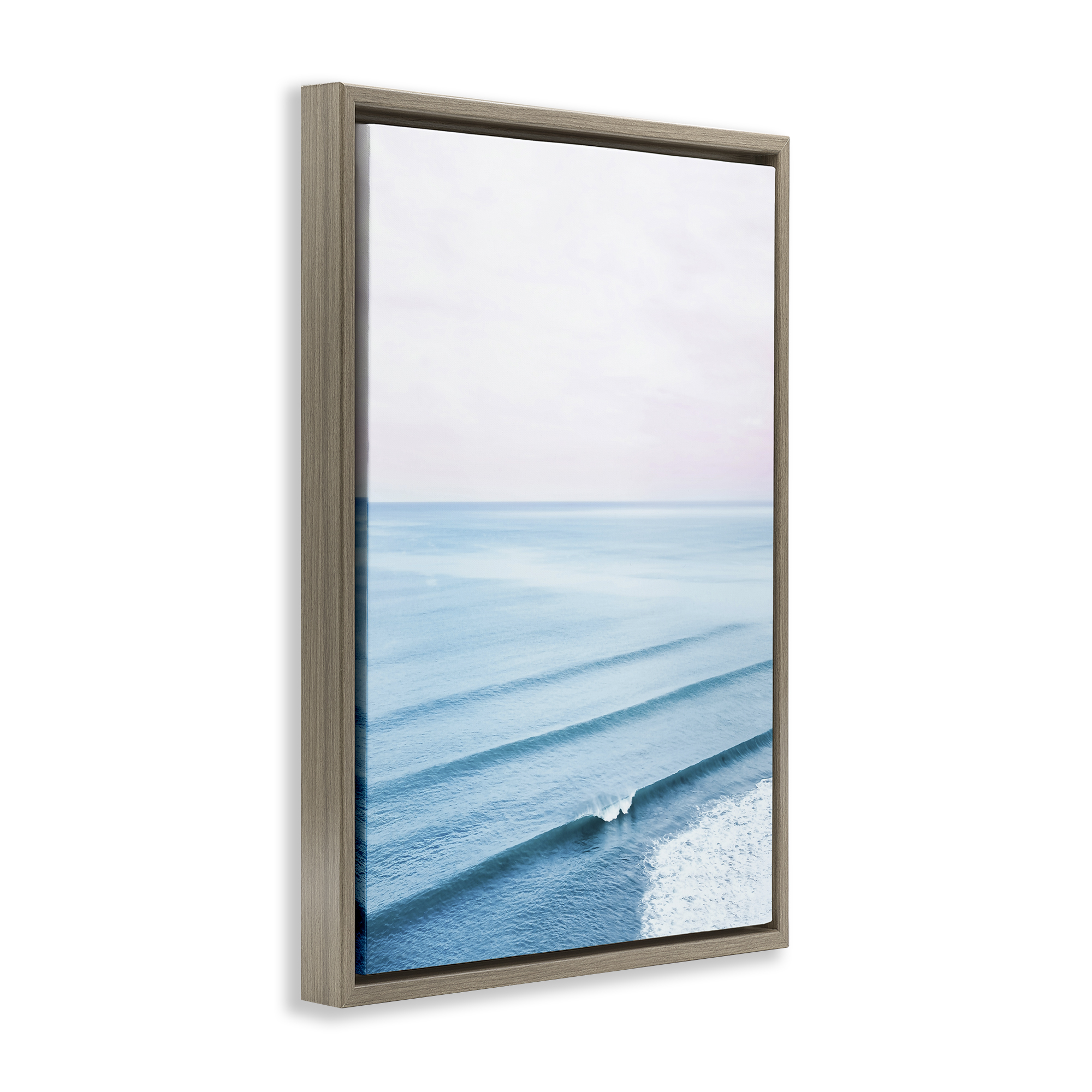 Stupell Industries Coastal Breaking Wave Nautical & Beach Photography Brown Floater Framed Canvas Art Print Wall Art, 21 x 31