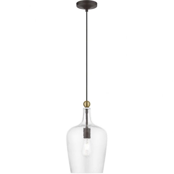 1 Light Pendant in Transitional Style-22 inches Tall and 9.25 inches Wide-Bronze/Antique Brass Finish Bailey Street Home 218-Bel-4828729