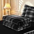 thumbnail image 6 of Manfei Vintage Grid Zipper Twin Comforter Sets with Fitted Sheet and 2 Pillowcases,Modern Check Zipper Bedding Set,Black White Gray,Black Reversible,4pcs, 6 of 8