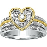 1/4 Carat T.W. Heart Bridal Ring Set in Sterling Silver Accented with Yellow Gold Plating