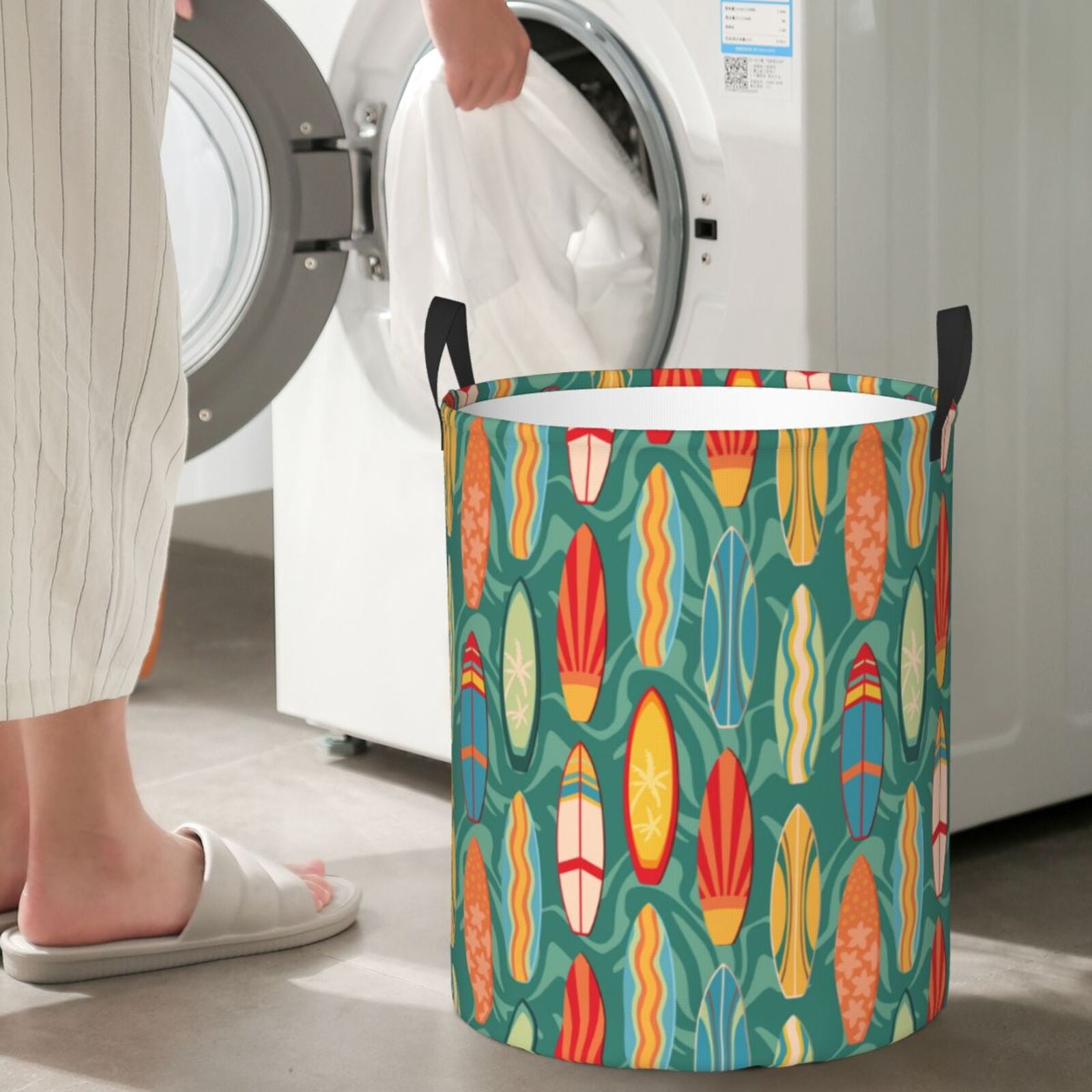 Large Laundry Basket with Handles - colorful surf boards Kids Baby Dirty Clothes Laundry Hamper for Bedroom Aesthetic
