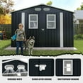 thumbnail image 5 of Olurrisa 8x8 FT Outdoor Storage Shed with 4 Windows & Lockable Door, Dark Gray Metal Garden Shed, Waterproof Tool Shed for Backyard, Patio & Lawn Equipment, 5 of 7