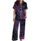 thumbnail image 4 of Pijama de manga corta con cuello vuelto para mujer, con bolsillos y estampado de Halloween, cintura elástica, de poliéster, 4 of 5