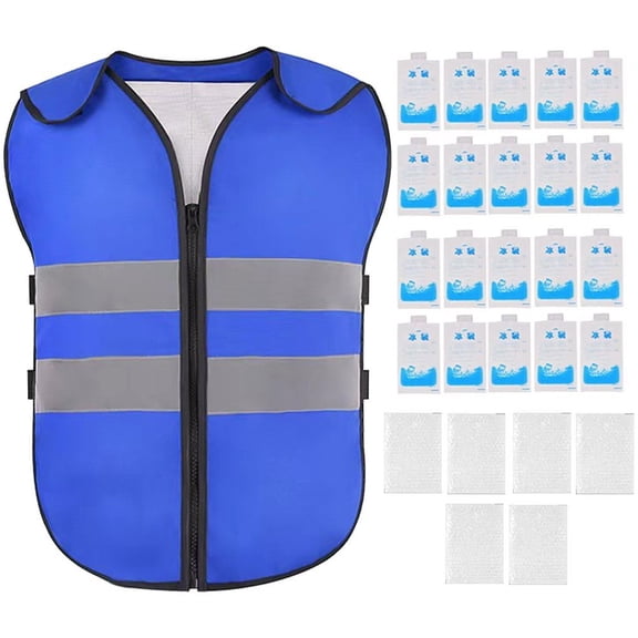 Jiibva Cooling Vest with 20 Ice Packs, Adjustable Ice Vest Waterproof Ice Vest Breathable Cool Vest Heat Relief Cool Jacket for Hot Weather Working