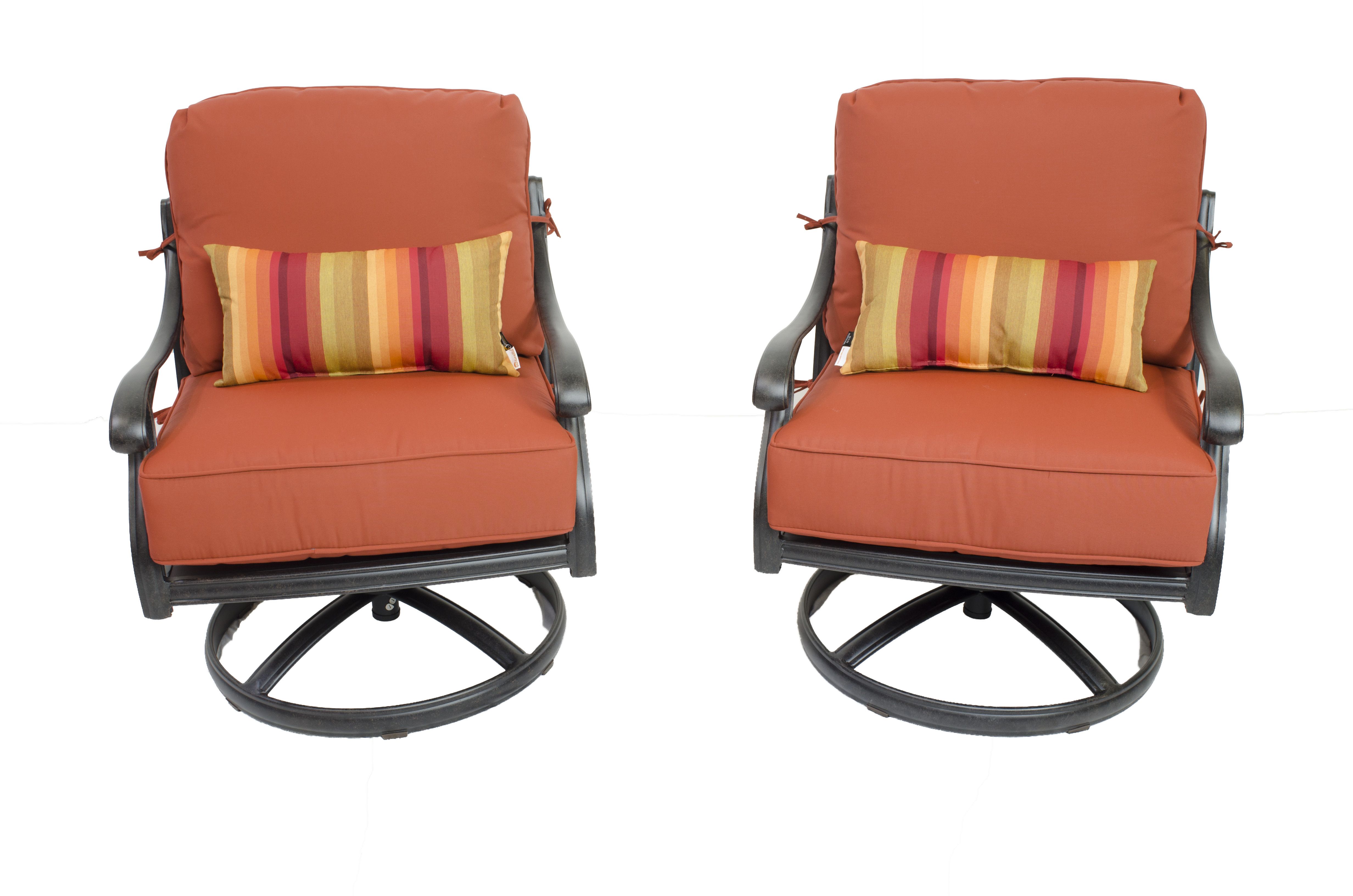 2PC Sahara Club Chair Swivel Rocker with Sunbrella Terracotta Cushion